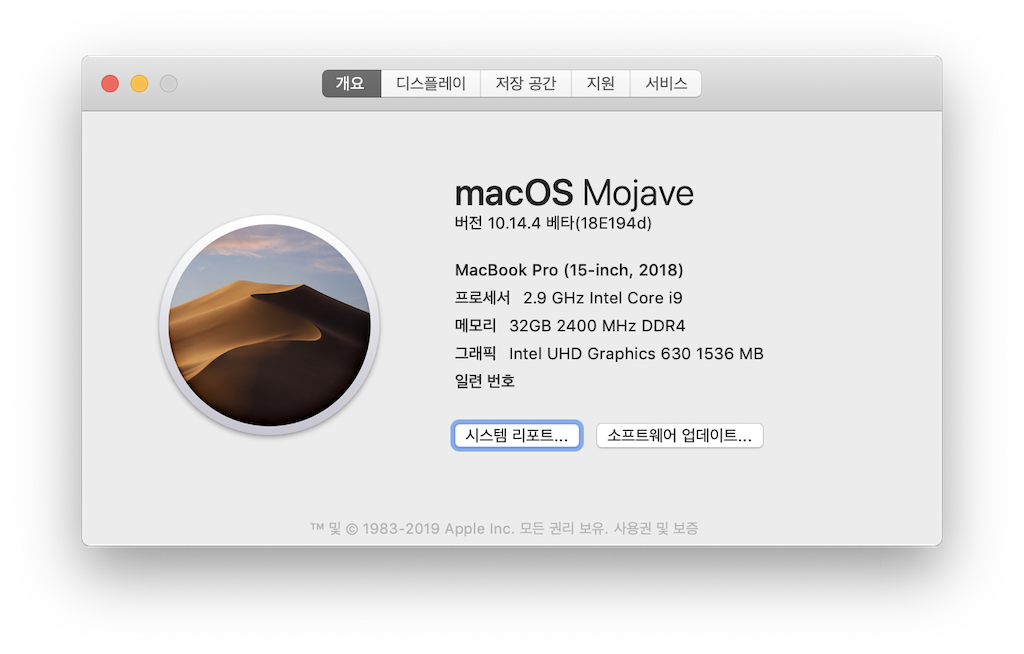 현재 사용 중인 macOS 버전